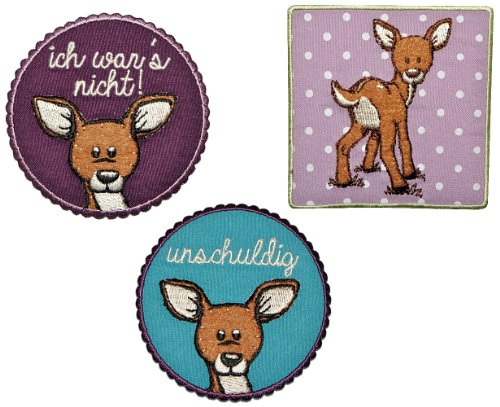 alles-meine.de GmbH 3 TLG. Set: Niki REH Kitz 6,8 cm * 6,8 cm Bügelbild Aufnäher Applikation - Rehe Waldtier Rehkitz Hirsch von alles-meine.de GmbH