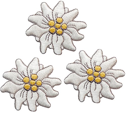 alles-meine.de GmbH 3 er Set: Edelweiß 4,1 cm * 3,8 cm Bügelbild Aufnäher Applikation Patch Blume von alles-meine.de GmbH