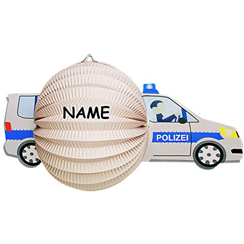 alles-meine.de GmbH 3D Effekt Laterne/Lampion - Polizei - Polizeiauto - inkl. Name - aus Papier - für Kinder - Papierlaterne - Lampe - Laternen Lampions - Figur - für Laterne.. von alles-meine.de GmbH