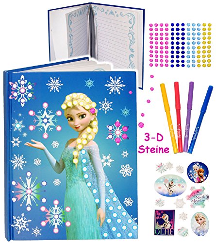 alles-meine.de GmbH 3D Glitzer Sticker - Tagebuch/Notizbuch - die Eiskönigin - Frozen - Kindertagebuch/Buch - 100 Seiten incl. Sticker & Stifte/gebunden für Geheimnisse.. von alles-meine.de GmbH