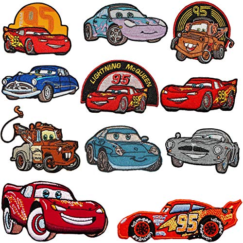 alles-meine.de GmbH 4 Stück Bügelbilder/Applikation/Aufbügler - Cars - Auto - Lightning McQueen - 8 cm * 4,6 cm - Aufnäher/gewebte Flicken - zum Aufbügeln Aufkleben Aufnä.. von alles-meine.de GmbH