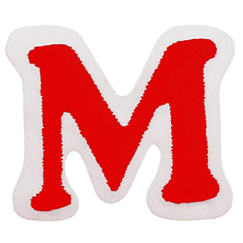 alles-meine.de GmbH 4 Stück Textil - Sticker/Applikationen zum Aufkleben/Bügelbilder - Buchstabe - M - rot - weiß - 3,7 cm * 4,3 cm - Aufnäher/Applikation/Aufbügler - g.. von alles-meine.de GmbH