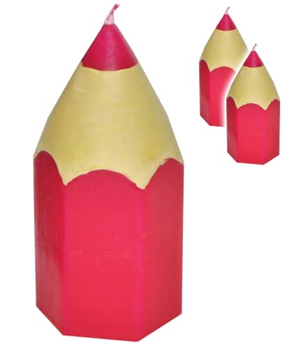 alles-meine.de GmbH 4 Stück kleine Kerzen - bunter Stift - PINK/ROSA - 8 cm hoch - Tischdeko - Tischkerzen/Schuleinführung/Geburtstagskerzen - Stifte - Schulanfang/Kind.. von alles-meine.de GmbH