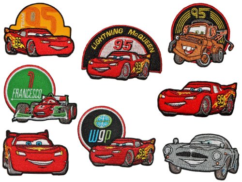 alles-meine.de GmbH 4 TLG. Set: Bügelbilder Bügelbild - Cars - Lightning Mc Queen und Freunde - jeweils Circa 7,7 cm * 5,2 cm - Aufnäher Applikation Auto McQueen Nascar Rennauto von alles-meine.de GmbH