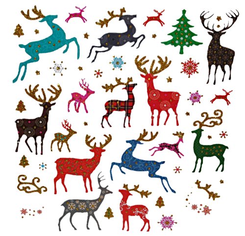 alles-meine.de GmbH 45 TLG. Set Sticker/Aufkleber - Hirsche mit Glitzer REH Rehe - Weihnachtssticker - Tiere Hisch Weihnachten Weihnachtsbaum von alles-meine.de GmbH