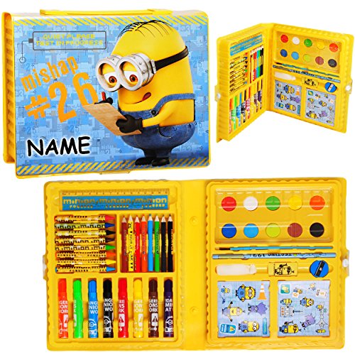 alles-meine.de GmbH 52 TLG. Set__ XL Stifte-Koffer - kompatibel zu Minion - ich einfach unverbesserlich - incl. Name - Malkoffer mit Stiften + Filzstifte + Sticker/Aufkleb.. von alles-meine.de GmbH