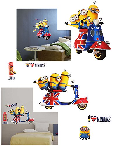 alles-meine.de GmbH 6 Stück: XL Wandsticker - Minion - Ich einfach unverbesserlich/auf einem Roller - Scooter - Great Britain - incl. Name - selbstklebend + wiederverwendba.. von alles-meine.de GmbH