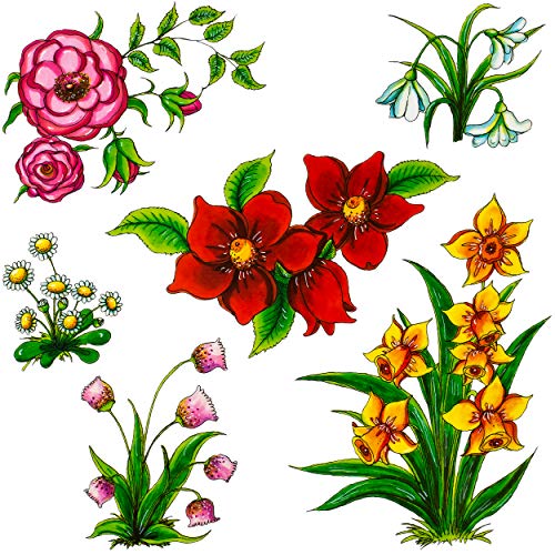 alles-meine.de GmbH 6 TLG. Set - Fensterbilder Motivwahl Blumen & Blüten - statisch haftend - selbstklebend + wiederverwendbar - Set Sticker Fenstersticker Aufkleber - Fenste.. von alles-meine.de GmbH