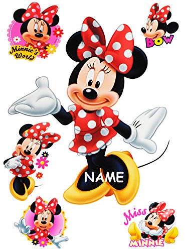 alles-meine.de GmbH 6 TLG. Set Wandtattoo/Sticker - Minnie Mouse - incl. Name - Wandsticker + Fenstersticker - Aufkleber für Kinderzimmer - Maus Playhouse/Mädchen - Kin.. von alles-meine.de GmbH