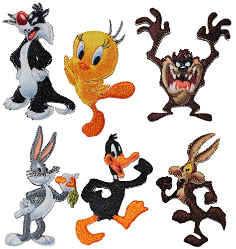 alles-meine.de GmbH 6 TLG. Set: Aufnäher - Looney Tunes - Circa 5,4 cm * 7,4 cm - Tweety - Sylvester - Daffy Duck - Bugs Bunny - Coyote - Tasmanischer Teufel - Comic Figur - Büge.. von alles-meine.de GmbH