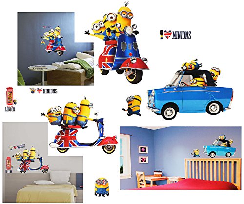 alles-meine.de GmbH 8 Stück: XL Wandsticker - Minion - Ich einfach unverbesserlich/auf einem Roller - Scooter & Auto - selbstklebend + wiederverwendbar - Aufkleber für Kind.. von alles-meine.de GmbH