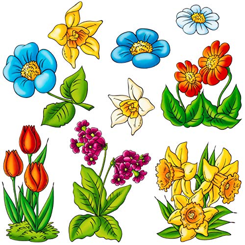 alles-meine.de GmbH 9 TLG. Set - Fensterbilder Motivwahl Blumen & Blüten - statisch haftend - selbstklebend + wiederverwendbar - Set Sticker Fenstersticker Aufkleber - Fenste.. von alles-meine.de GmbH