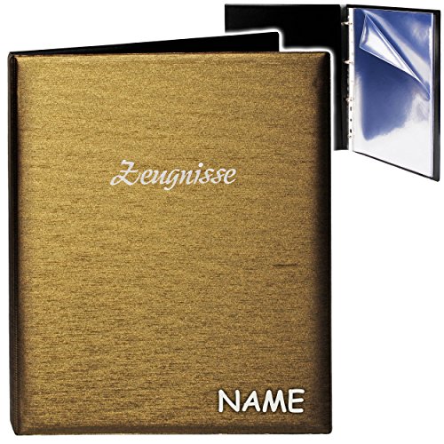 alles-meine.de GmbH A4 - Ringbuch/Zeugnisringbuch - Zeugnisse 3D Metallic Effekt - Gold/braun - incl. Name + 10 Einsteckseiten - dokumentenecht - Einlagen - A 4 - Z.. von alles-meine.de GmbH