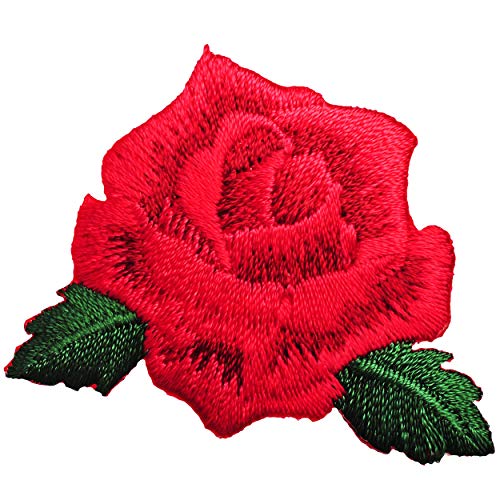 alles-meine.de GmbH Bügelbild - Rosen Blüte - rot - 4,9 cm * 3,8 cm - Aufnäher/Applikation/Aufbügler - gestickter Flicken - Bügelflicken/Hosenflicken - Bügelsticker - Kinde.. von alles-meine.de GmbH