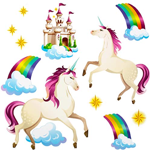 alles-meine.de GmbH Fenster Sticker Motivwahl Kinder & Erwachsene - 11 TLG. Set - Einhorn - Regenbogen & Sterne - statisch haftend - selbstklebend + wiederverwendbar - Set St.. von alles-meine.de GmbH