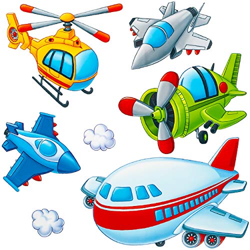 alles-meine.de GmbH Fenster Sticker Motivwahl - Kinder & Erwachsene 7 TLG. Set - Flugzeug - Helikopter & Hubschrauber - statisch haftend - selbstklebend + wiederverwendbar - .. von alles-meine.de GmbH