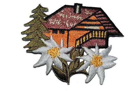 alles-meine.de GmbH Haus Emblem 6,2 cm * 4,8 cm Bügelbild Aufnäher Applikation Patch Blume Blüte von alles-meine.de GmbH