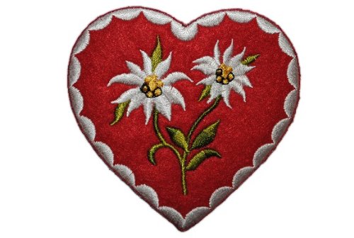 alles-meine.de GmbH Herz mit Edelweiß 7,8 cm * 7,5 cm Bügelbild Aufnäher Applikation Patch Blume von alles-meine.de GmbH