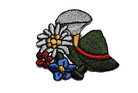 alles-meine.de GmbH Jagd Hut - 4,2 cm * 3,7 cm - Bügelbild/Aufnäher - Applikation Patch Wanderer Natur - Trachten Trachtenapplikation - Edelweiß Bayern von alles-meine.de GmbH