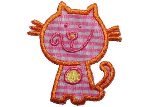 alles-meine.de GmbH Katze 4,5 cm * 5 cm Bügelbild Aufnäher Applikation Kätzchen karo kariert rosa pink Tiere Tier Muster von alles-meine.de GmbH