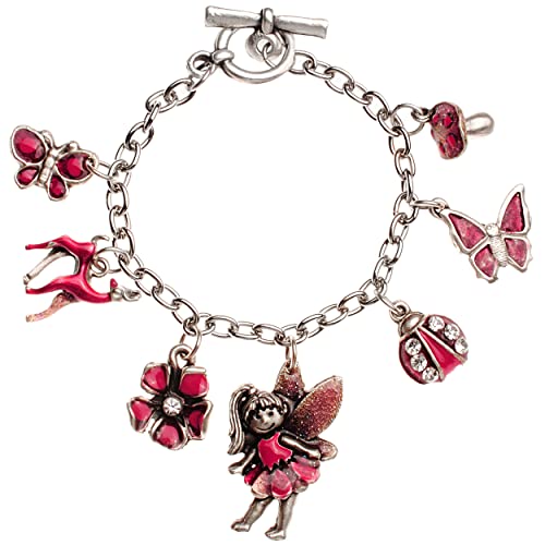 alles-meine.de GmbH Kinder - Bettelarmband/Armband Fee/Elfe - REH - Blume - Schmetterling - Marienkäfer/rot - Silber grau für Kinder & Erwachsene - Schmuck / 7 Anhänger.. von alles-meine.de GmbH