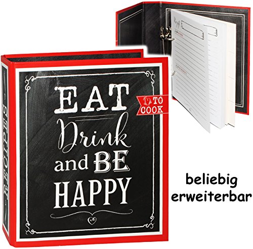 alles-meine.de GmbH Kochbuch & Backbuch - Ordner/Ringbuch/Sammelordner - Eat, Drink an be Happy__ 25 Seiten - ERWEITERBAR - Rezeptbuch zum selberschreiben mit Register -.. von alles-meine.de GmbH