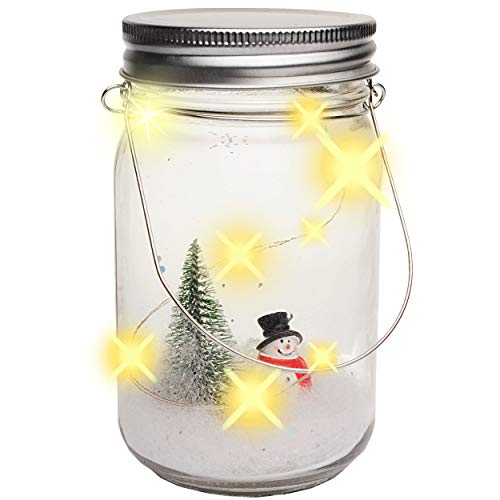 alles-meine.de GmbH LICHT Dekoglas - 5 Stück LED - Schneemann & Tannenbaum - mit Henkel - Leuchte im Einmachglas - Flasche - Weihnachtsflasche Weihnachten - Dekoflasche - Lichter.. von alles-meine.de GmbH