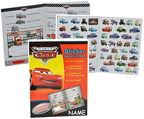 alles-meine.de GmbH Lese - Lern - Buch mit 100 Sticker + Geschichten - Cars Lightning McQueen incl. Namen - ideal zum Lesen Lernen - Autos Cars Auto - Aufkleber für Jungen Sticke.. von alles-meine.de GmbH