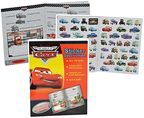 alles-meine.de GmbH Lese - Lern - Buch mit 100 Sticker + Geschichten - Cars Lightning McQueen - ideal zum Lesen Lernen - Autos Cars Auto - Aufkleber für Jungen Stickern Lerne von alles-meine.de GmbH