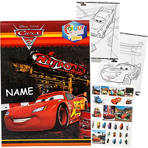 alles-meine.de GmbH Malbuch/Malblock - A5 - inkl. Name - Disne. Cars 2 - Auto - Lightning McQueen - mit vielen Sticker & Aufkleber - 32 Seiten - Mädchen - Dickes Kindermalbuch .. von alles-meine.de GmbH