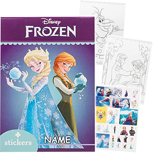 alles-meine.de GmbH Malbuch/Malblock - A5 - inkl. Name - die Eiskönigin - Frozen - mit vielen Sticker & Aufkleber - 32 Seiten - Mädchen - Dickes Kindermalbuch - für Stifte & Wa.. von alles-meine.de GmbH