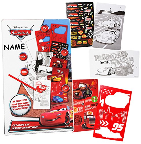 alles-meine.de GmbH Malbuch/Malset - Disne. Cars/Lightning McQueen - incl. Namen - mit Schablonen + Sticker/Aufkleber + Motiv Papierbögen - Malvorlagen zum Ausmalen Mal.. von alles-meine.de GmbH