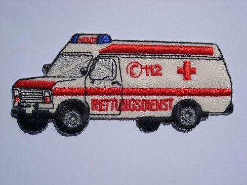 alles-meine.de GmbH Rettungswagen 9 cm * 4,1 cm Bügelbild Krankenwagen Auto Car Aufnäher Applikation Patch von alles-meine.de GmbH