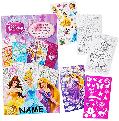 alles-meine.de GmbH Schablonen + Malset/Malbuch - Princess - Prinzessin - incl. Name - Sticker/Aufkleber + Motiv Papierbögen - für Mädchen Kinder Malschablonen - Malbüche.. von alles-meine.de GmbH