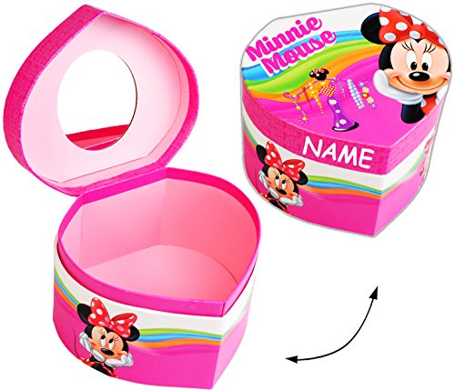 alles-meine.de GmbH Schmuckkasten/kleine Schatztruhe - Herz mit Spiegel - - Minnie Mouse - incl. Name - Utensilo - Kinderzimmer - z.B. für Schmuck - Schmuckschatulle/Dose.. von alles-meine.de GmbH