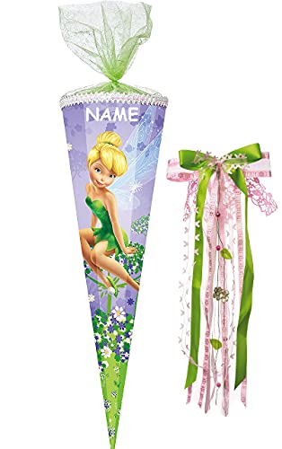 alles-meine.de GmbH Schultüte - Fairies - Fee Tinkerbell - 22 bis 100 cm - rund - incl. Namen und große Schleife - Filzabschluß - Zuckertüte - mit/ohne Kunststoff Spitze - für .. von alles-meine.de GmbH