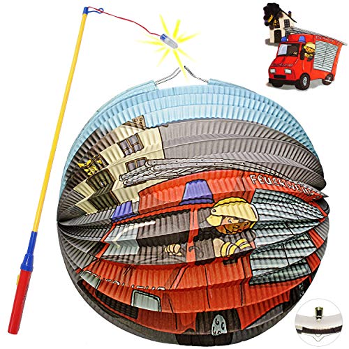 alles-meine.de GmbH Set: Laterne/Lampion + LED Laternenstab - Feuerwehr & Feuerwehrmann - für Kinder - Papierlaterne Rund - aus Papier - Lampe - Laternen Lampions - Figur - ele.. von alles-meine.de GmbH