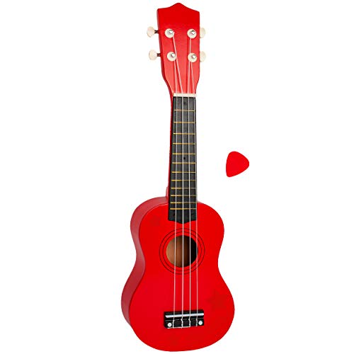 alles-meine.de GmbH Ukulele - aus Holz - Motiv & Farbwahl - rot & Rockstar Sterne rot - 55 cm / 21 inch - Klassik - akustische - Kinder & Erwachsene - mit Plektrum - 4 Saiten/S.. von alles-meine.de GmbH