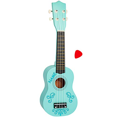 alles-meine.de GmbH Ukulele - aus Holz - Motiv & Farbwahl - türkis blau & türkis Ranken - inkl. Name - 55 cm / 21 inch - Klassik - akustische - Kinder & Erwachsene - mit Plektrum.. von alles-meine.de GmbH