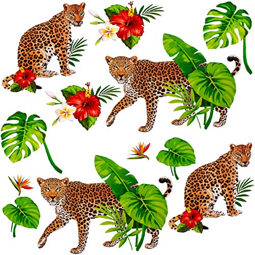 alles-meine.de GmbH Wandsticker + Fensterbilder Motive frei wählbar Kinder & Erwachsene - 3 * 12 TLG - Leopard - Dschungel Blumen & Tropen Tiere - selbstklebend + wiederverwen.. von alles-meine.de GmbH