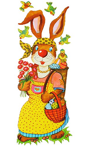 alles-meine.de GmbH XL - Fensterbild - Osterhase mit Osterkorb - statisch haftend - selbstklebend + wiederverwendbar/Ostern & Frühling - Osterhasen - Sticker Fenstersticker.. von alles-meine.de GmbH