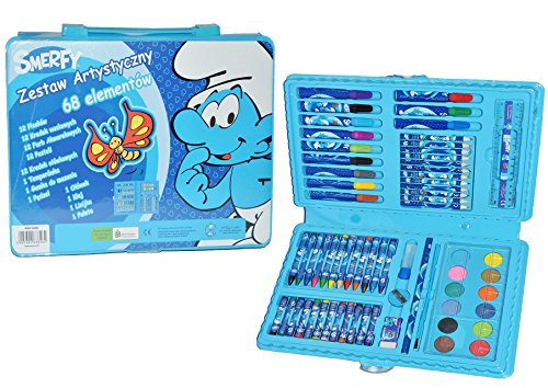 alles-meine.de GmbH XL Set Stifte-Koffer 66 TLG. - Die Schlümpfe - Malkoffer mit Stiften und Farben - für Kinder Bastelset Malen Stifte basteln Schlumpf/Stiftekoffer Malset von alles-meine.de GmbH