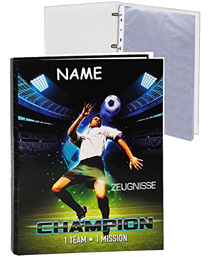 alles-meine.de GmbH Zeugnismappe/Ordner - Zeugnisse - Fußball Champion - incl. Namen - incl. Einsteckseiten - Ringbuch/Sammelordner - Dokumentenmappe A 4 - Ringordner - f.. von alles-meine.de GmbH