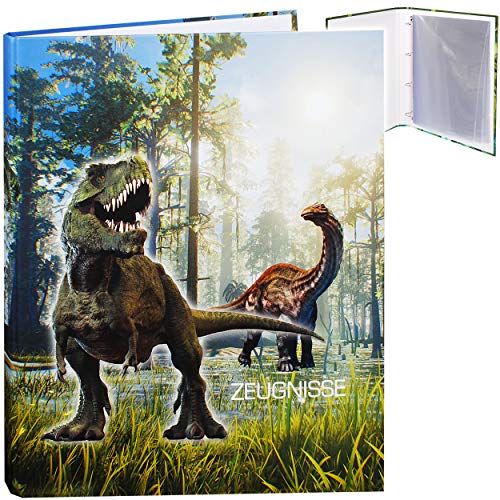 alles-meine.de GmbH Zeugnismappe/Ringbuch/Zeugnisringbuch - Zeugnisse Dinosaurier - Dino T-Rex - Erweiterbar für Einsteckseiten + Einlagen - A 4 - Dokumentenmappe - A4 Ring.. von alles-meine.de GmbH