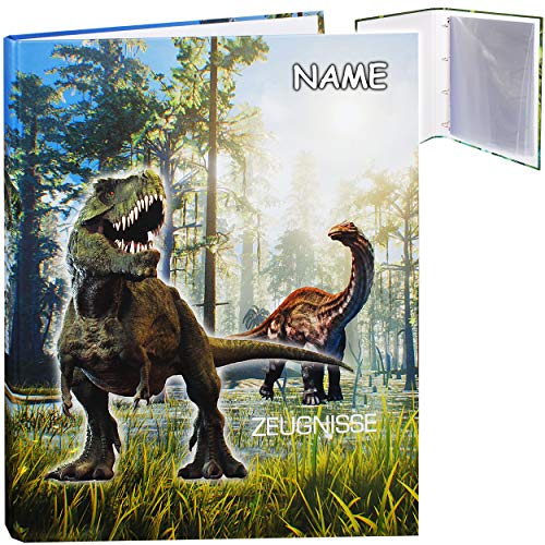 alles-meine.de GmbH Zeugnismappe/Ringbuch/Zeugnisringbuch - Zeugnisse Dinosaurier - Dino T-Rex - incl. Name - mit 20 Seiten / 10 Einsteckseiten - Erweiterbar für Einsteckse.. von alles-meine.de GmbH