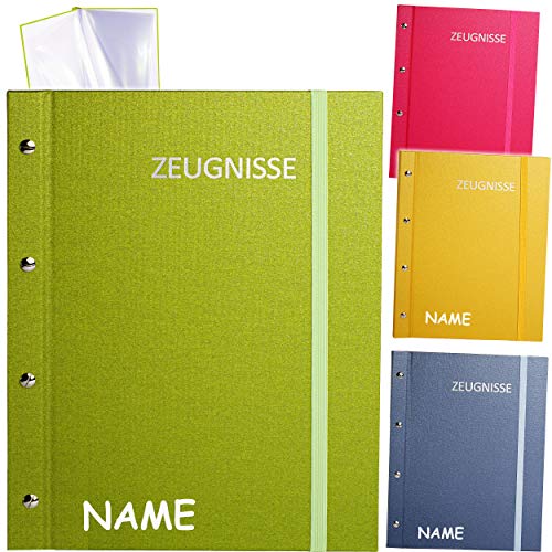 alles-meine.de GmbH Zeugnismappe/Schraubalbum - A 4 - Zeugnisse Metallic Effekt - Jungen - inkl. Name - GEBUNDEN & Erweiterbar - mit 24 festen Seiten - Ringbuch - Zeugnisring.. von alles-meine.de GmbH