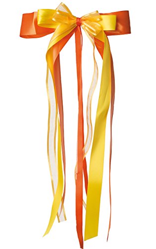 alles-meine.de GmbH große 3-D Schleife - 24 cm breit u. 55 cm lang - orange & gelb - Geschenkschleife/Geschenkband mit edlen Satin Bändern, Tüll & Bastband - für Geschenke .. von alles-meine.de GmbH