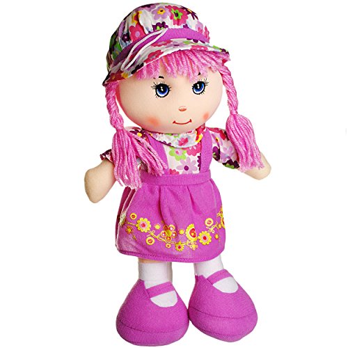 alles-meine.de GmbH große Schmusepuppe - Kleidung AUSZIEHBAR - Mädchen mit Kleid - Blüten & Blumen/lila - violett - 35-37 cm - Stoffpuppe aus Plüsch - Lange Haare Puppe -.. von alles-meine.de GmbH