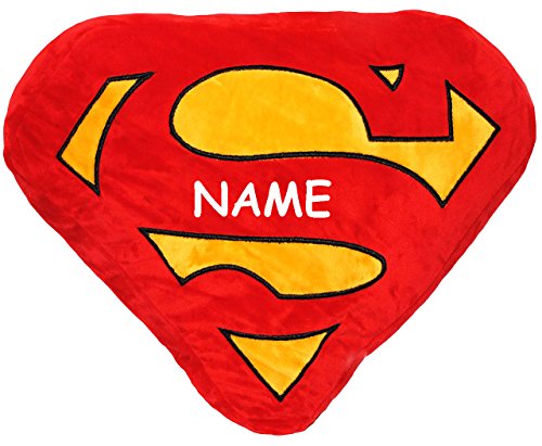 alles-meine.de GmbH großes Plüsch Kissen/Schmusekissen - Logo Superman - incl. Name - 48 cm * 33 cm - Kuschelkissen - groß - sehr weich - Reisekissen/Autokissen - Samtkis.. von alles-meine.de GmbH