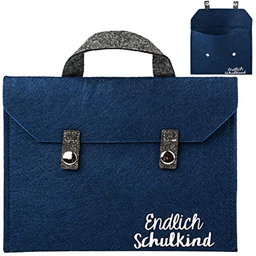 alles-meine.de GmbH kleine Filz Tasche - Endlich Schulkind - ideal als Geldgeschenk & für Glückwünsche zum Schulanfang - Geschenk Glückwunschkarte/Tischdeko - Stoff Schultüte /.. von alles-meine.de GmbH